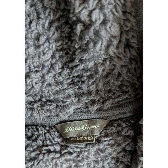 Eddie Bauer Quest Fleece Plush Hooded Jacket Boys M 10 12 Blue Gray Striped - Picture 7 of 10